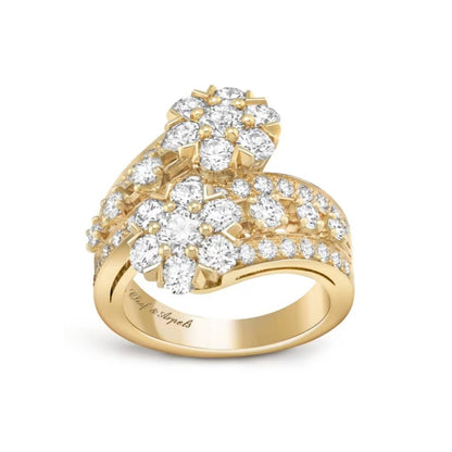 VCARO3RP00 six-circle one-flower double-headed diamond twisted arm ring