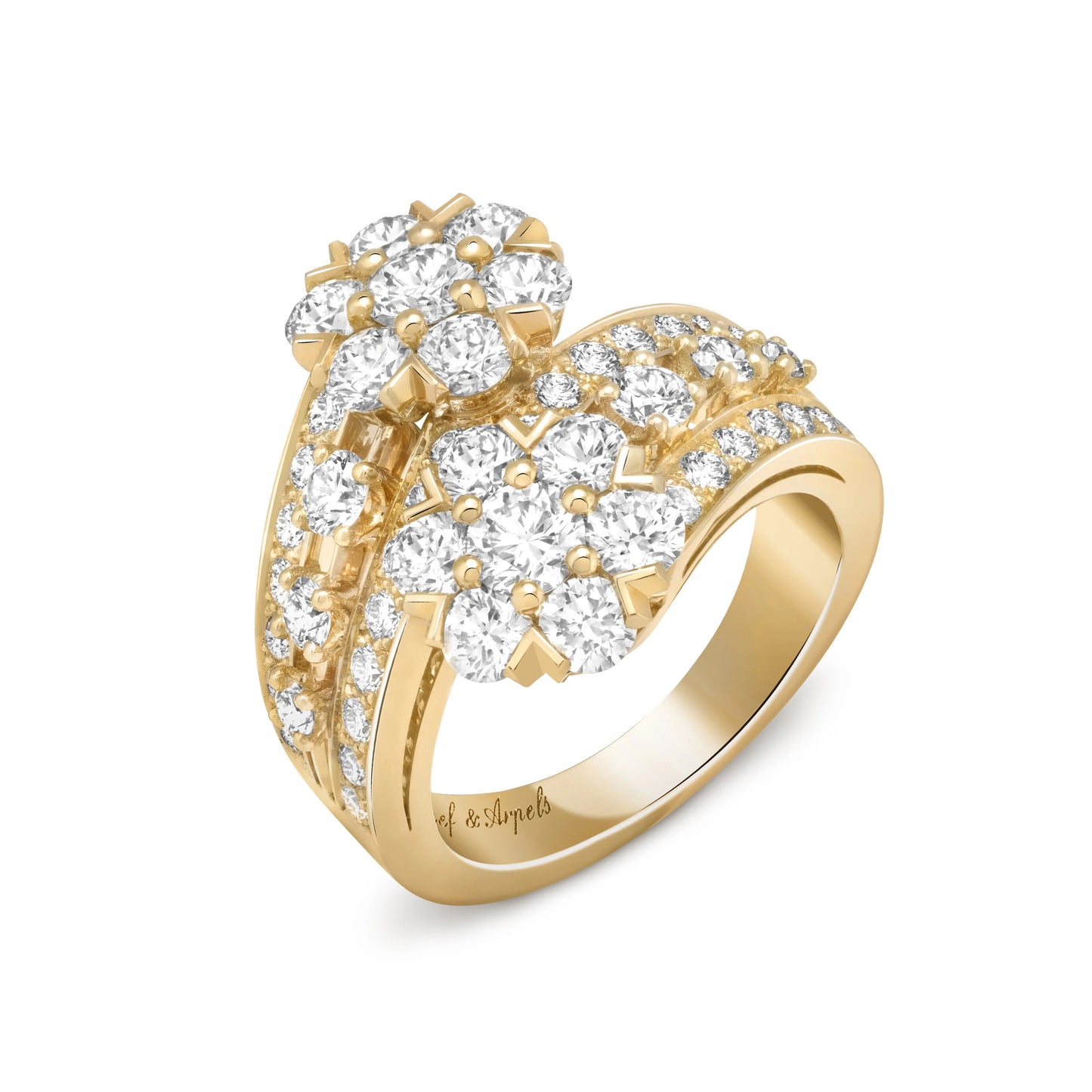 VCARO3RP00 six-circle one-flower double-headed diamond twisted arm ring