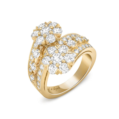 VCARO3RP00 six-circle one-flower double-headed diamond twisted arm ring