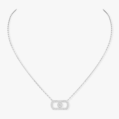 MSK-12954 full diamond surround stone movable bolt chain pendant necklace