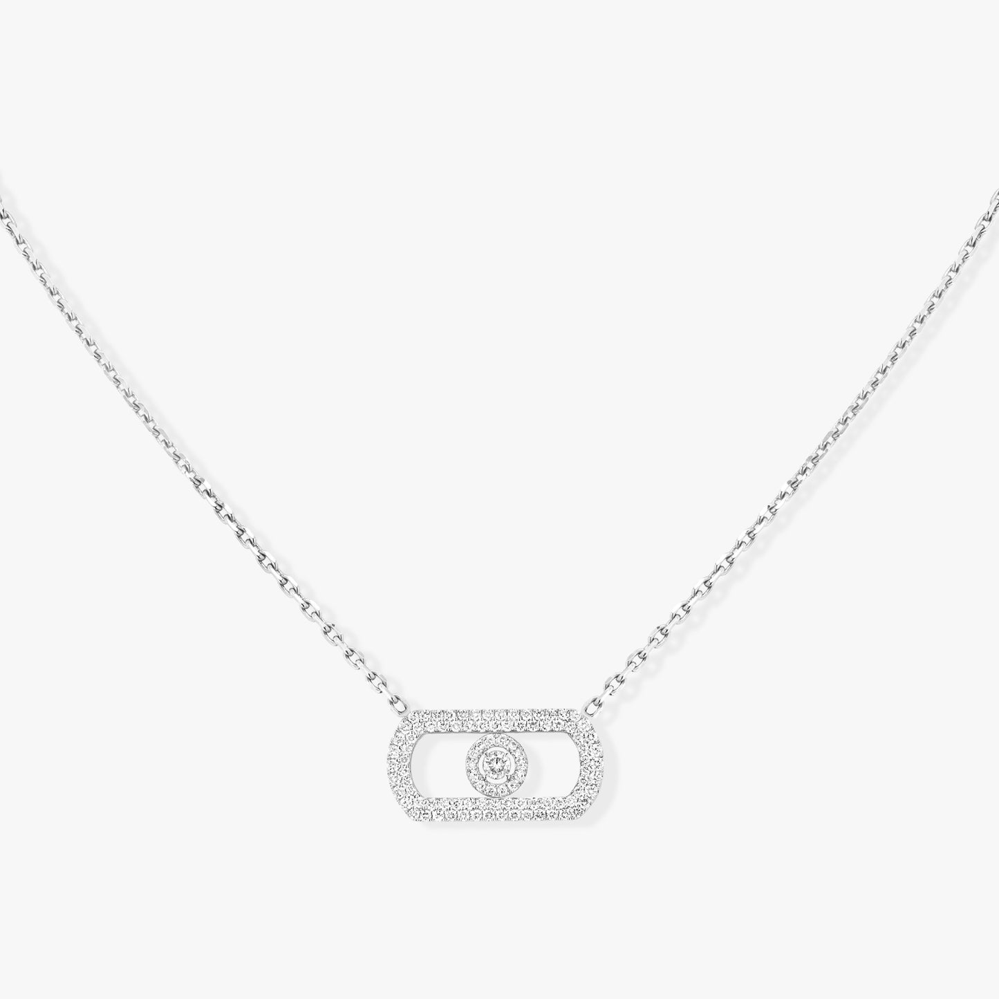 MSK-12954 full diamond surround stone movable bolt chain pendant necklace