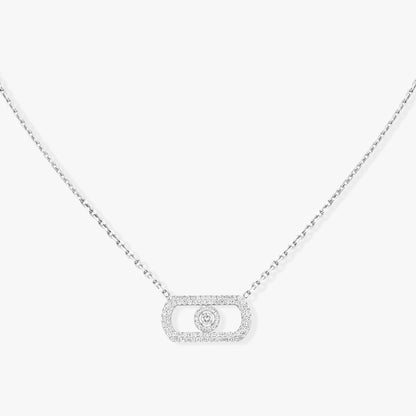 MSK-12954 full diamond surround stone movable bolt chain pendant necklace