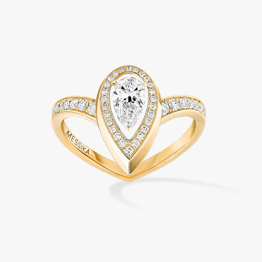 MSK-12331 Large Water Drop Pear Shape Stone Ring
