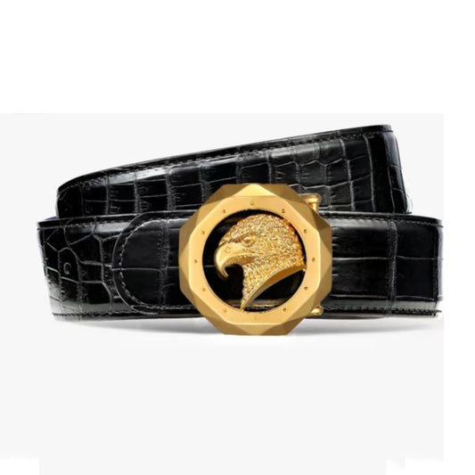 SDF-098151 light gold octagonal rhombus-shaped eagle head belt buckle