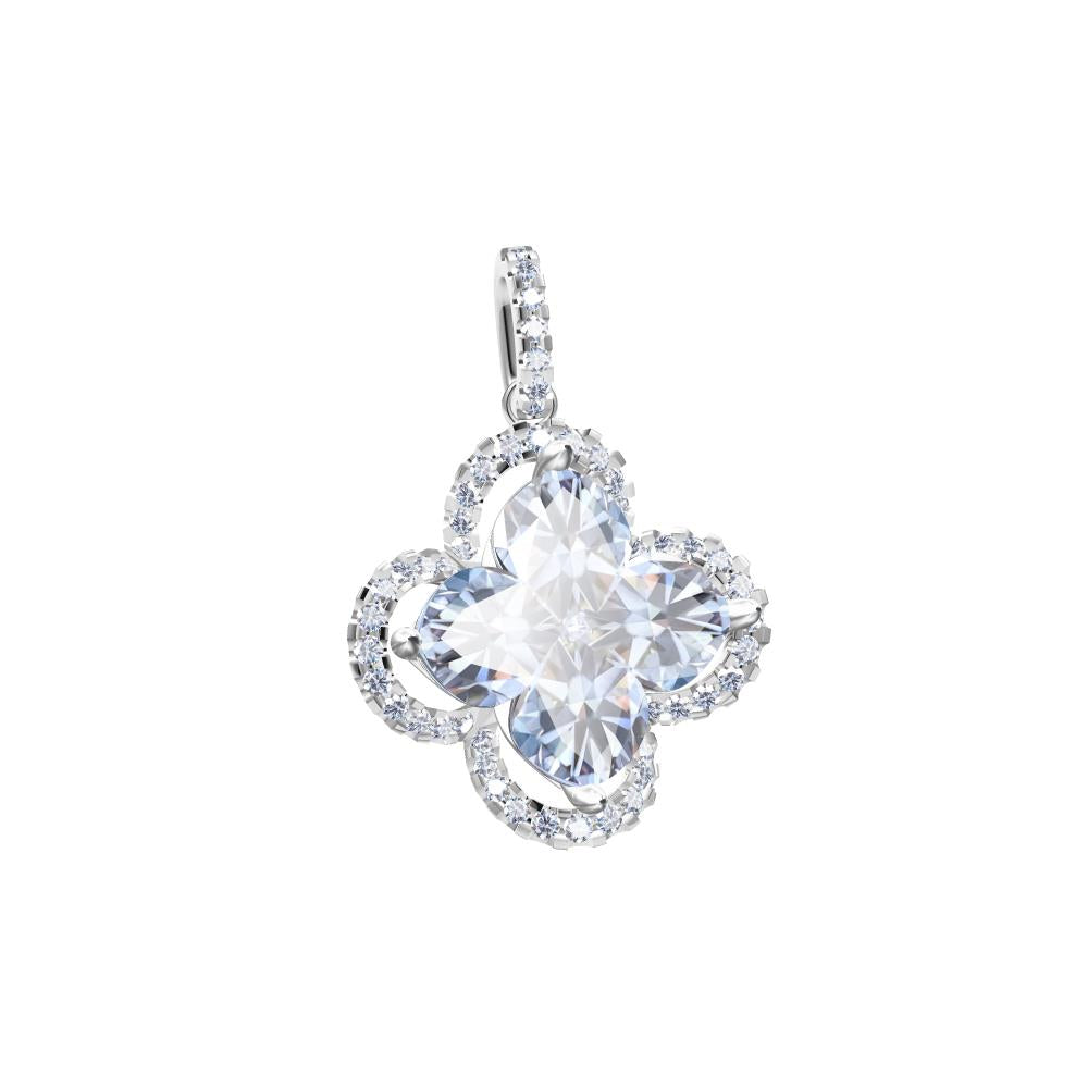 LV-DSCN1631 four-leaf clover special-shaped diamond plum blossom surrounding stone pendant