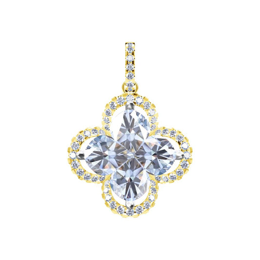 LV-DSCN1631 four-leaf clover special-shaped diamond plum blossom surrounding stone pendant