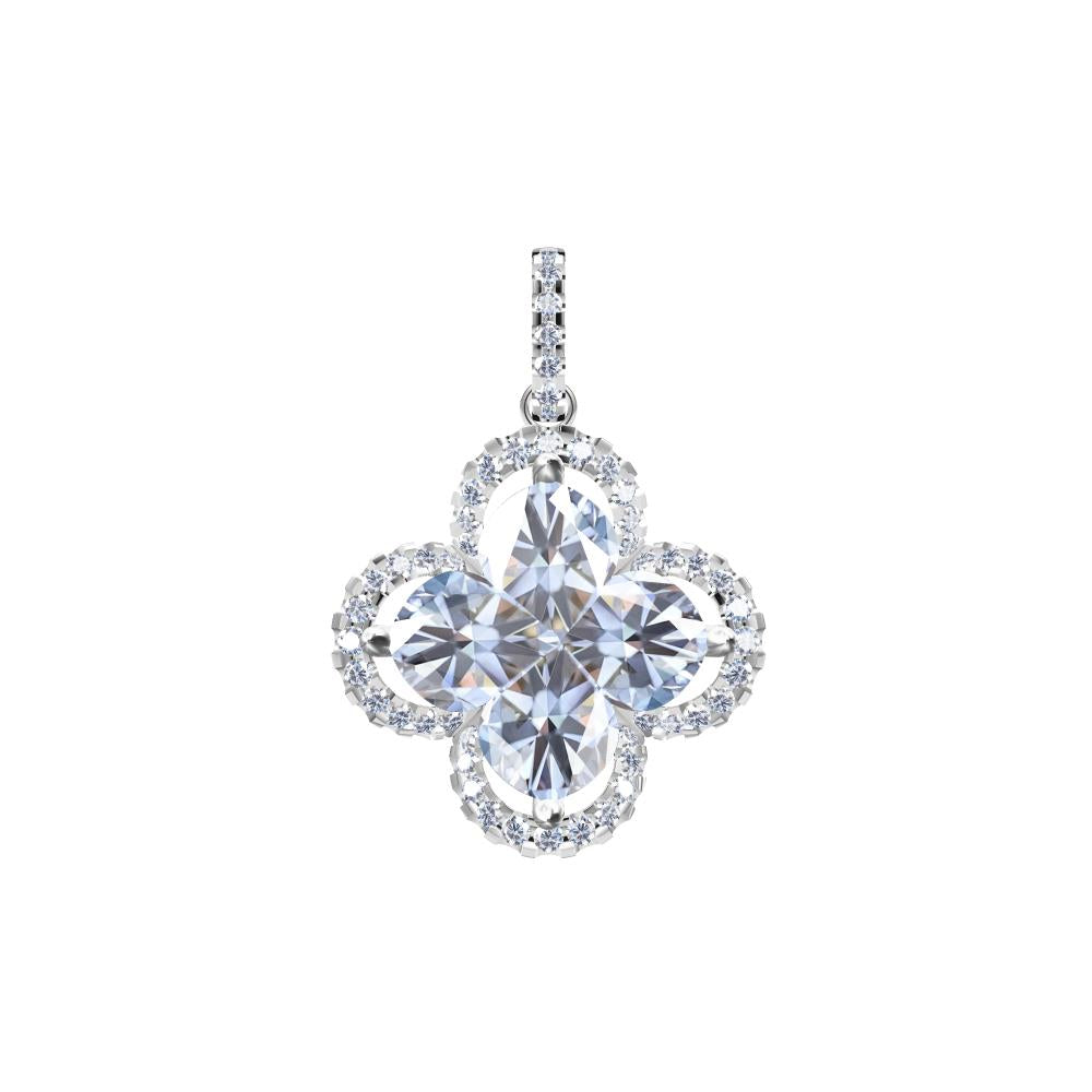 LV-DSCN1631 four-leaf clover special-shaped diamond plum blossom surrounding stone pendant
