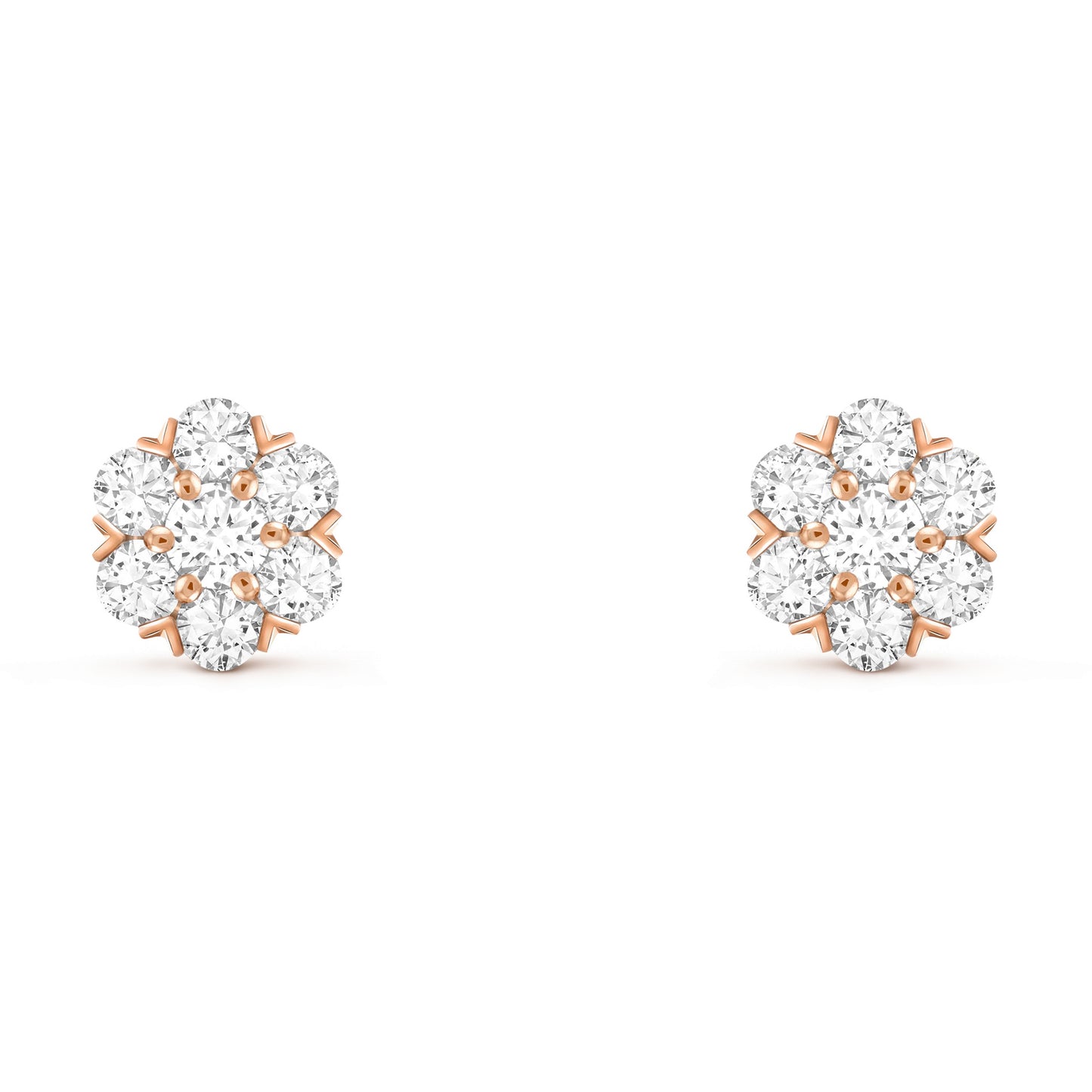 VCARPEBF00 8.5mm wide V-shaped snowflake six claws and six circumferences one earring