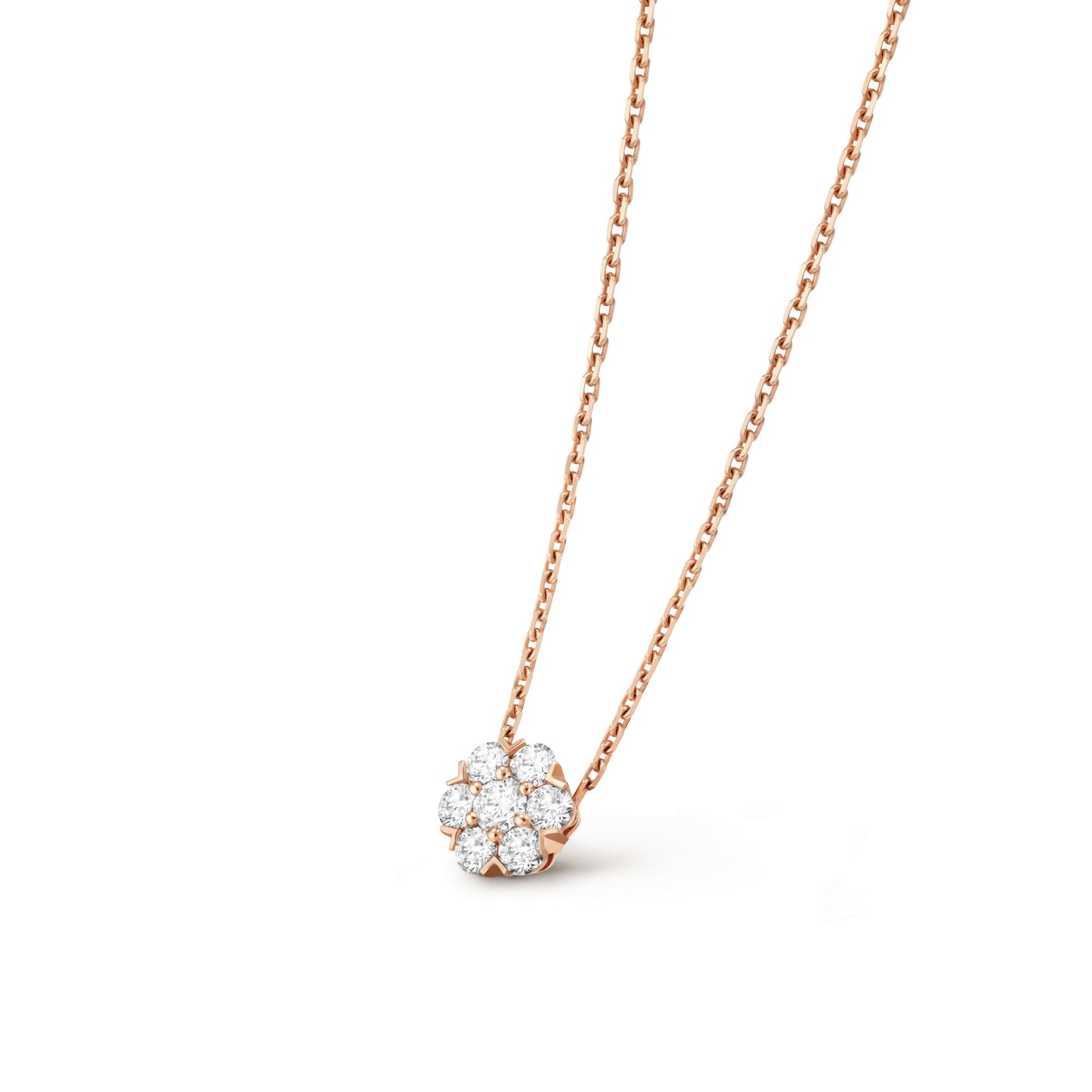 VCARPEBC00 9mm wide small V-shaped snowflake six claws six circumferences one bolt chain pendant necklace