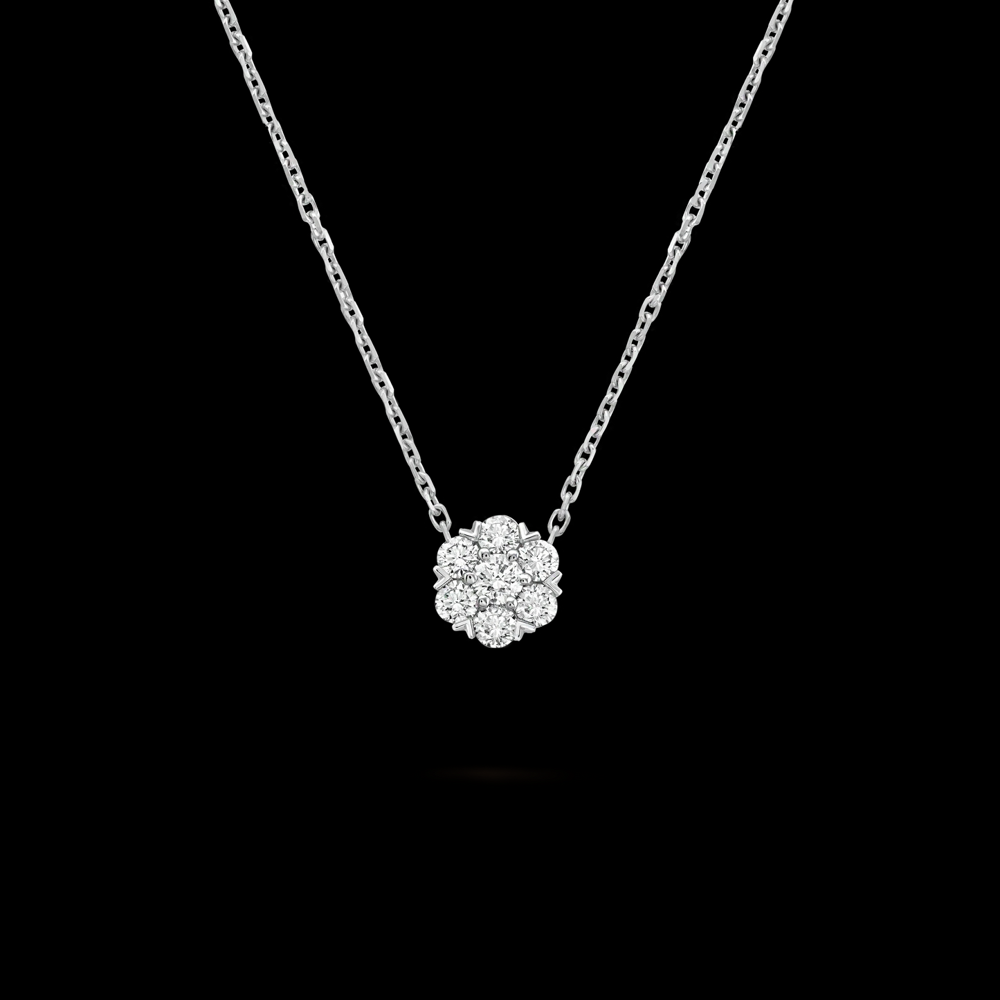 VCARPEBC00 9mm wide small V-shaped snowflake six claws six circumferences one bolt chain pendant necklace