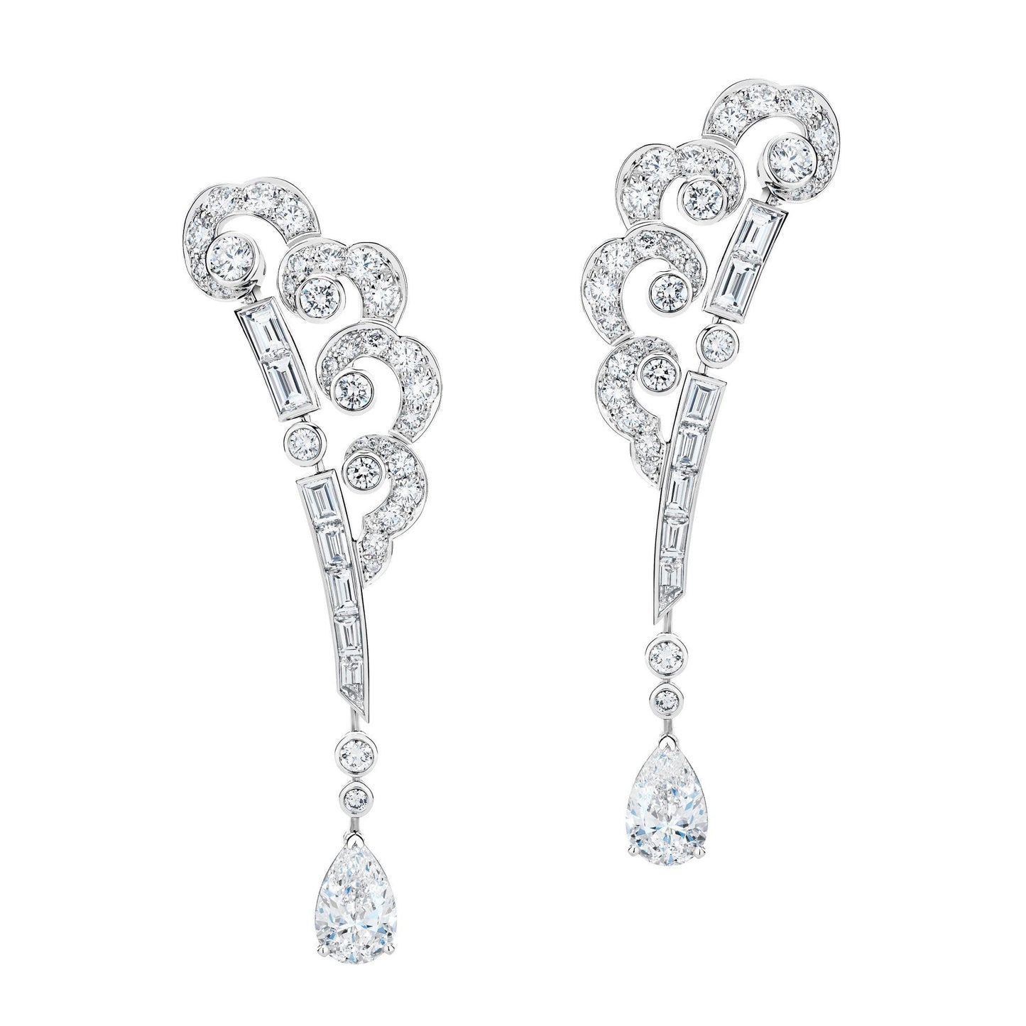 DBES-E479767 55.9mm high drop-shaped special-shaped diamond auspicious moiré stone stud earrings