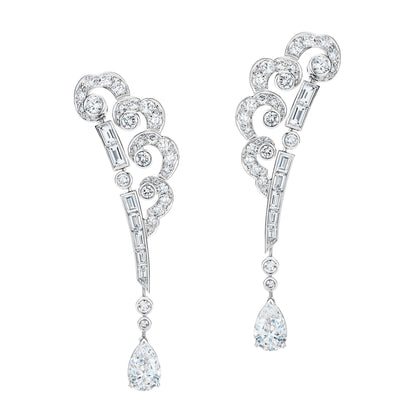 DBES-E479767 55.9mm high drop-shaped special-shaped diamond auspicious moiré stone stud earrings