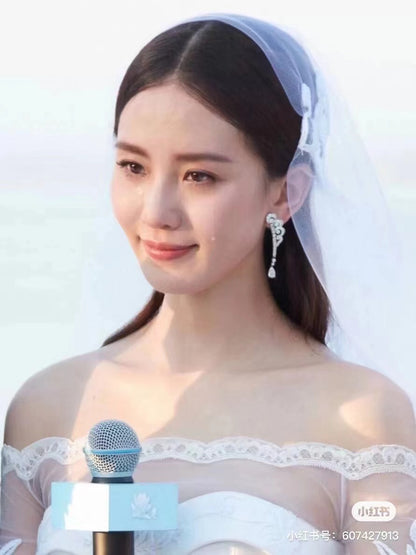 DBES-E479767 55.9mm high drop-shaped special-shaped diamond auspicious moiré stone stud earrings
