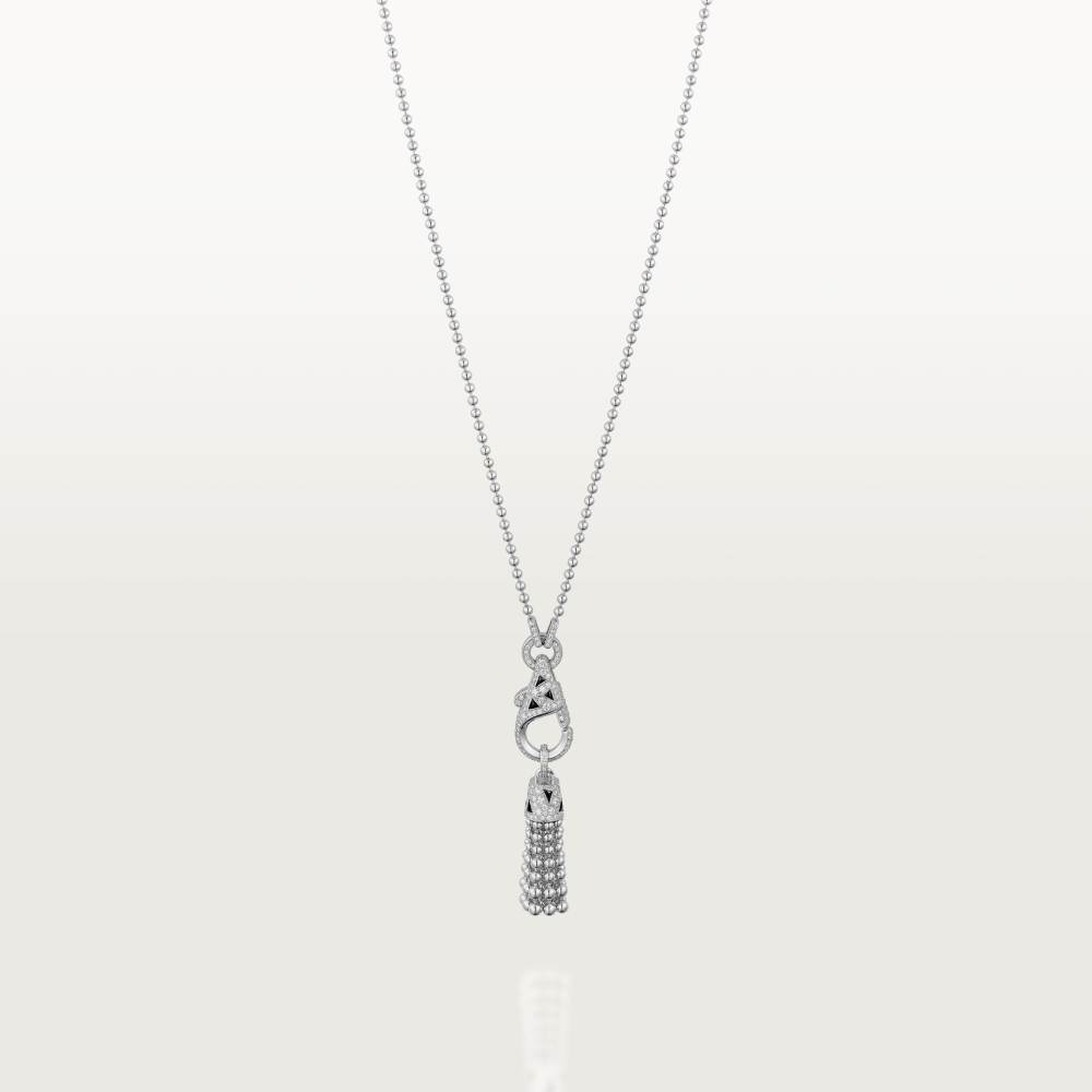 KDY-N7424439 black agate lobster clasp bead tassel buckle necklace