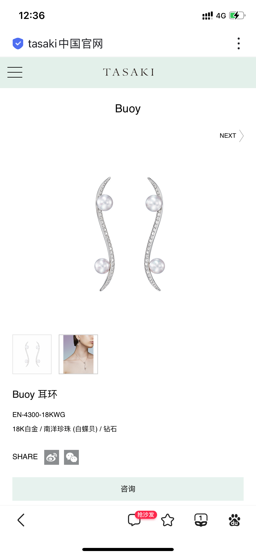 TSQ-EN-4300 Water Wave S-Shaped Line Buoy Double Pearl Earrings