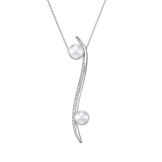 TSQ-PN-17054 Water wave S-shaped line buoy double pearl pendant