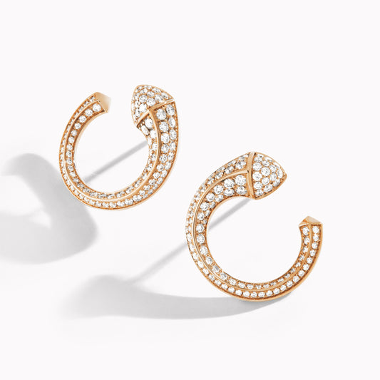 ML-CLEO-E35 snake-shaped pointed cone full diamond C-shaped earrings
