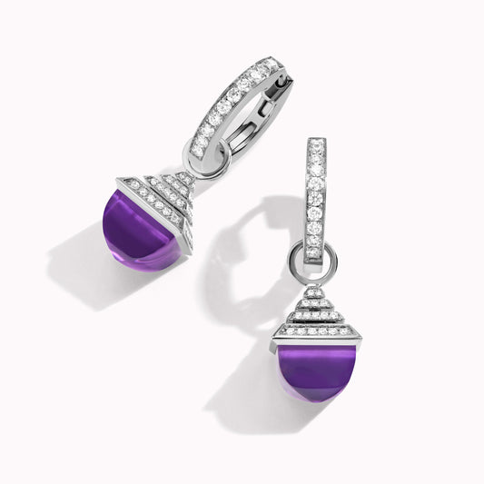 ML-CLEO-E50 pointed hammer square layered light bulb movable earrings