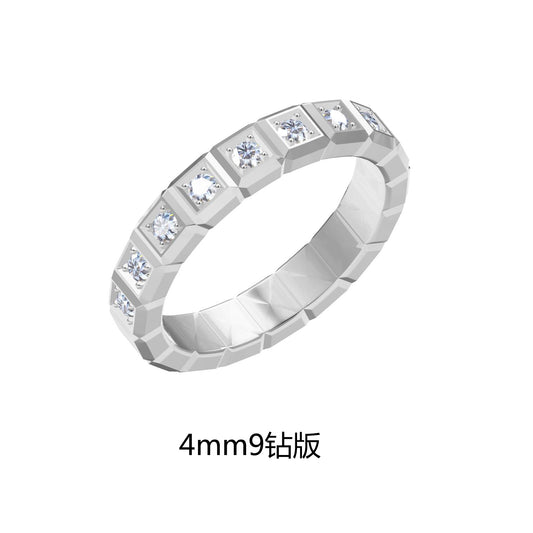 XB-761230 4mm wide 9 diamond plaid ring