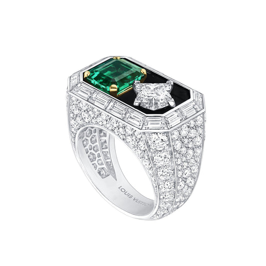 LV-Q9M56F two main stone small octagonal ladder square stone dense stone ring