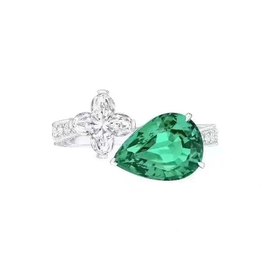 LV-Q96186 double main stone twisted arm ring