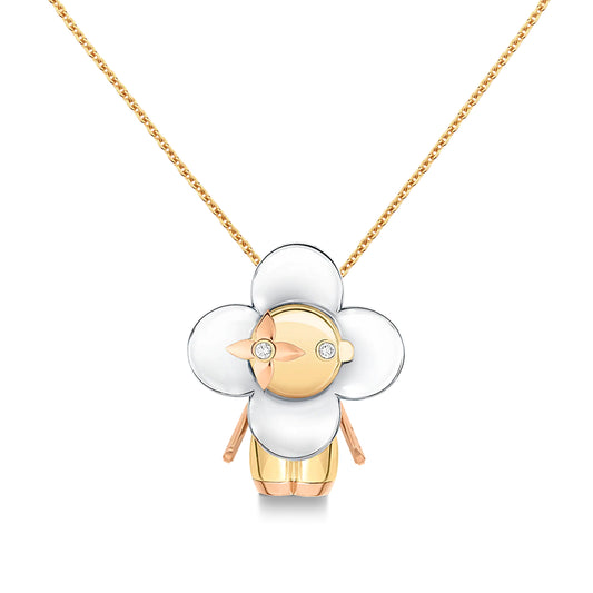 LV-Q93798 Little man and animal flower light gold brooch pendant dual-use model