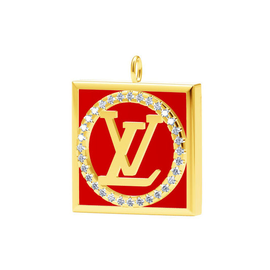LV-Q44037 square letter LZ round stone pendant