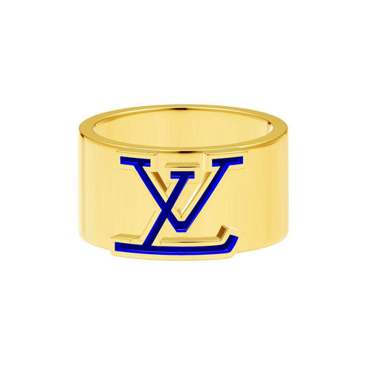 LV-Q85078 Width 10mm Letter Light Gold Ring 13.5