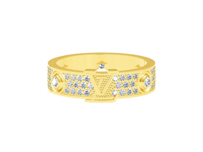 LV-Q92428 Letter LOGO Screw Full Diamond Ring 9#