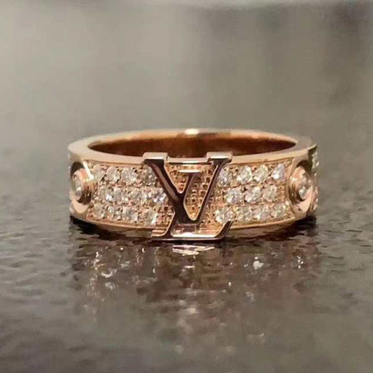 LV-Q92428 Letter LOGO Screw Full Diamond Ring 9#