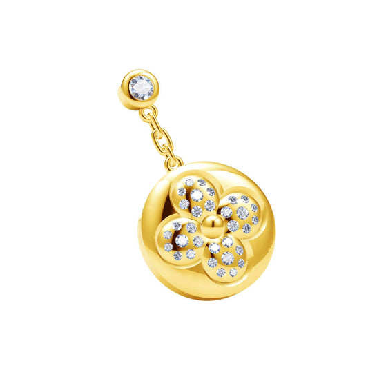 LV-Q97981 single round four-leaf clover plum blossom flying mark dense stone earrings