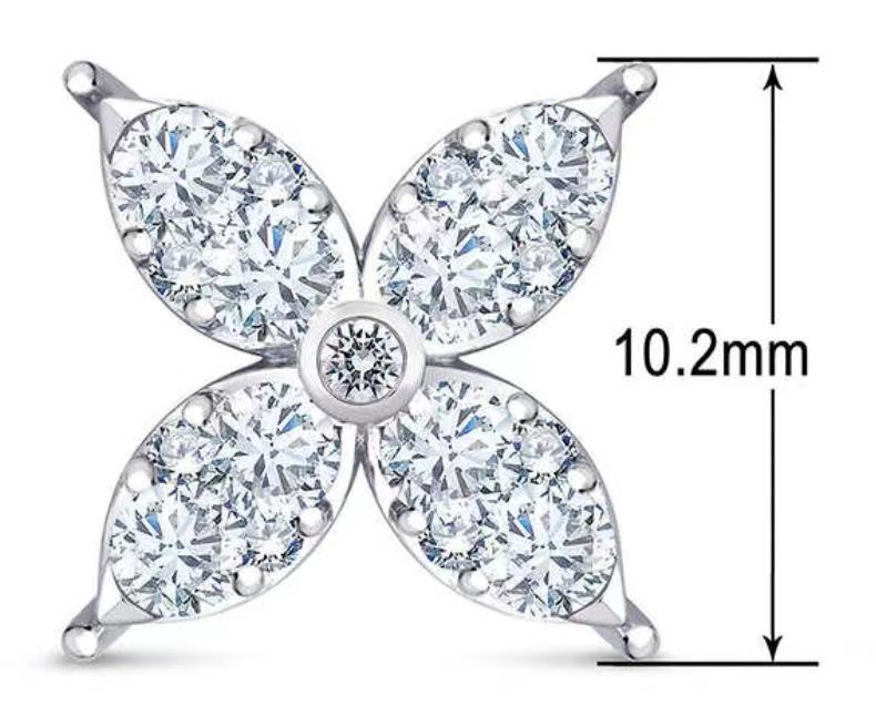 TIF-174157 four-leaf marquise round diamond stud earrings