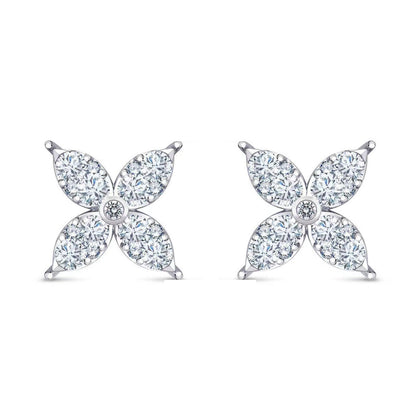 TIF-174157 four-leaf marquise round diamond stud earrings