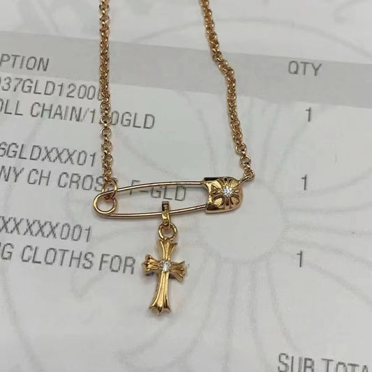 KLX-CH555447 cross pin chain pendant necklace