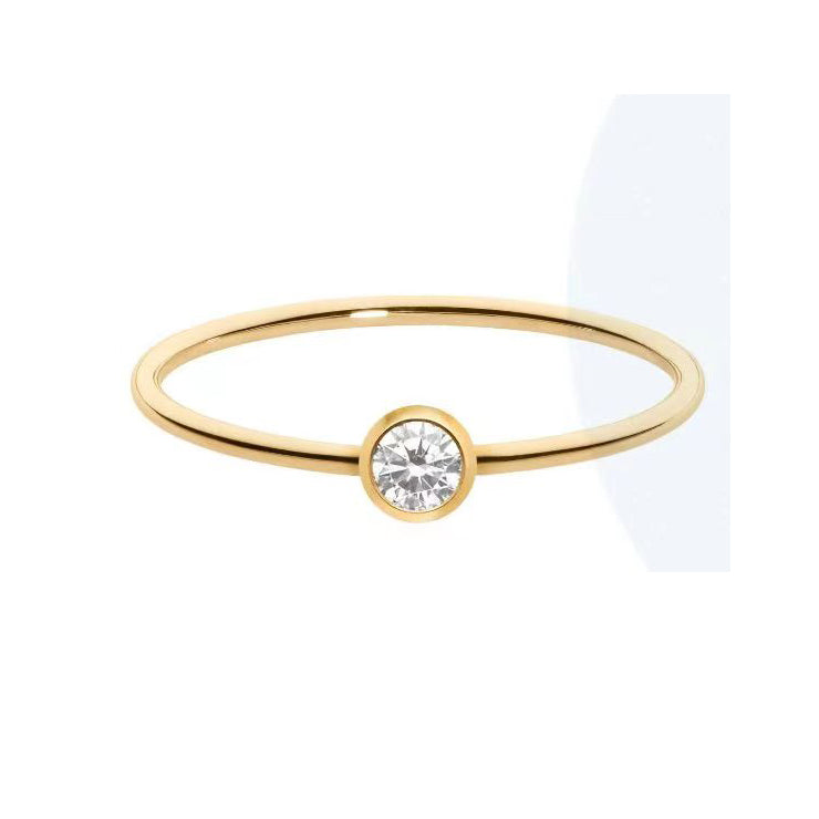 HS-176425 bezel set round diamond 2.8MM bubble gold 9# ring