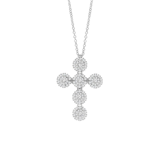 DMY-20074590 Stone surround two circles cross pendant