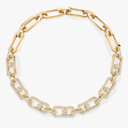 MSK-13079 Extra Large Half Diamond Moving Diamond Necklace