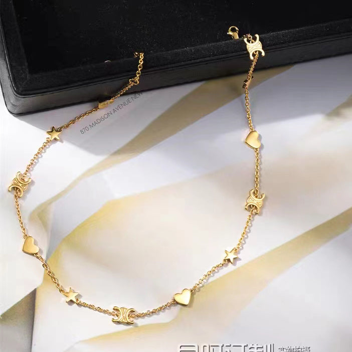 SL-46Y256BRA Double C heart-shaped star matching necklace