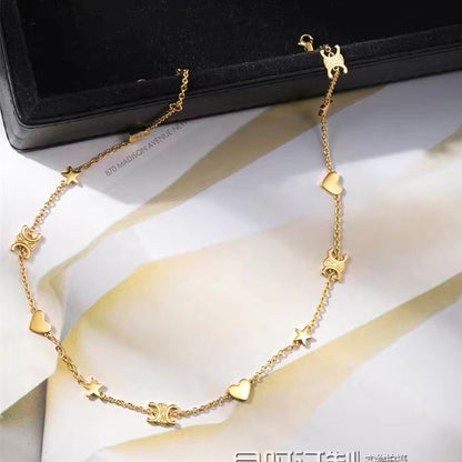 SL-46Y256BRA Double C heart-shaped star matching necklace
