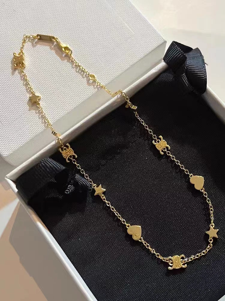 SL-46Y256BRA Double C heart-shaped star matching necklace