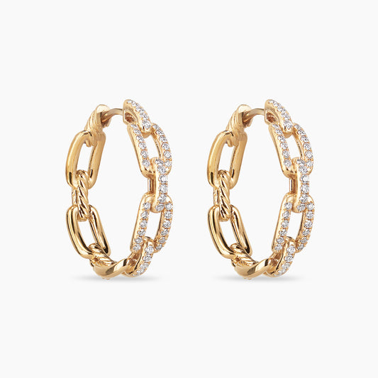 DWYM-E13148 twisted rope full diamond chain ring earring clip