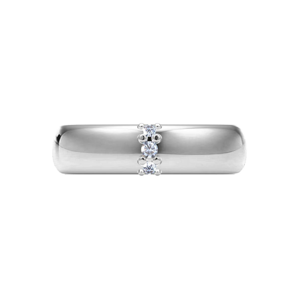 BQLT-RIN75891 5.5mm wide three diamond wave surface straight arm ring