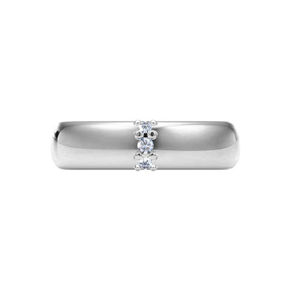 BQLT-RIN75891 5.5mm wide three diamond wave surface straight arm ring