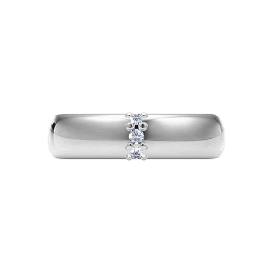 BQLT-RIN75891 5.5mm wide three diamond wave surface straight arm ring