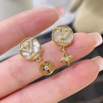 LV-M75404 letters LV round agate earrings