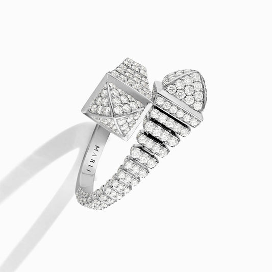 ML-CLEO-R28 full diamond hollow pointed hammer ring