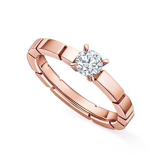 TSQ-RD-F2789 Crossed Four-Prong Single Diamond Square Straight Arm Ring