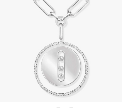 MSK-11728 movable disc full of diamonds large pendant necklace