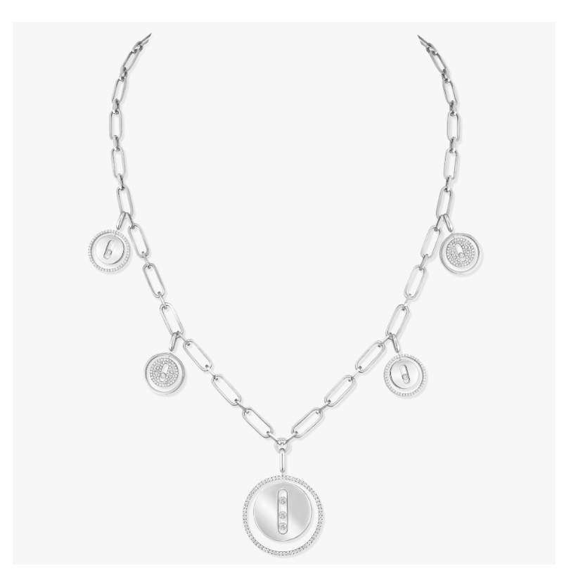 MSK-11728 movable disc full of diamonds large pendant necklace
