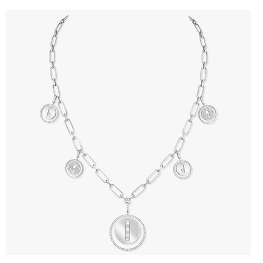 MSK-11728 movable disc full of diamonds large pendant necklace